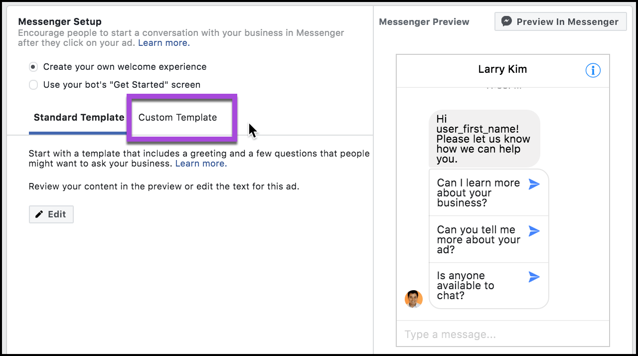 custom-template-messenger