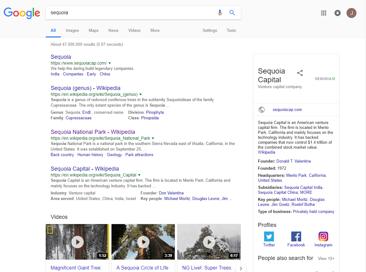 'sequoia' google serps