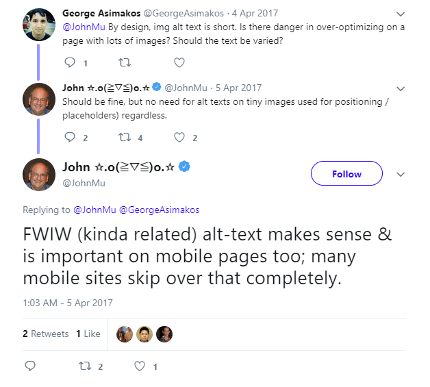 John Mueller discusses alt text.