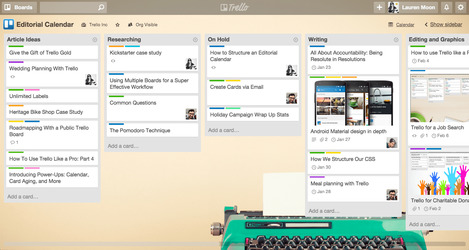 Trello Editorial Calendar