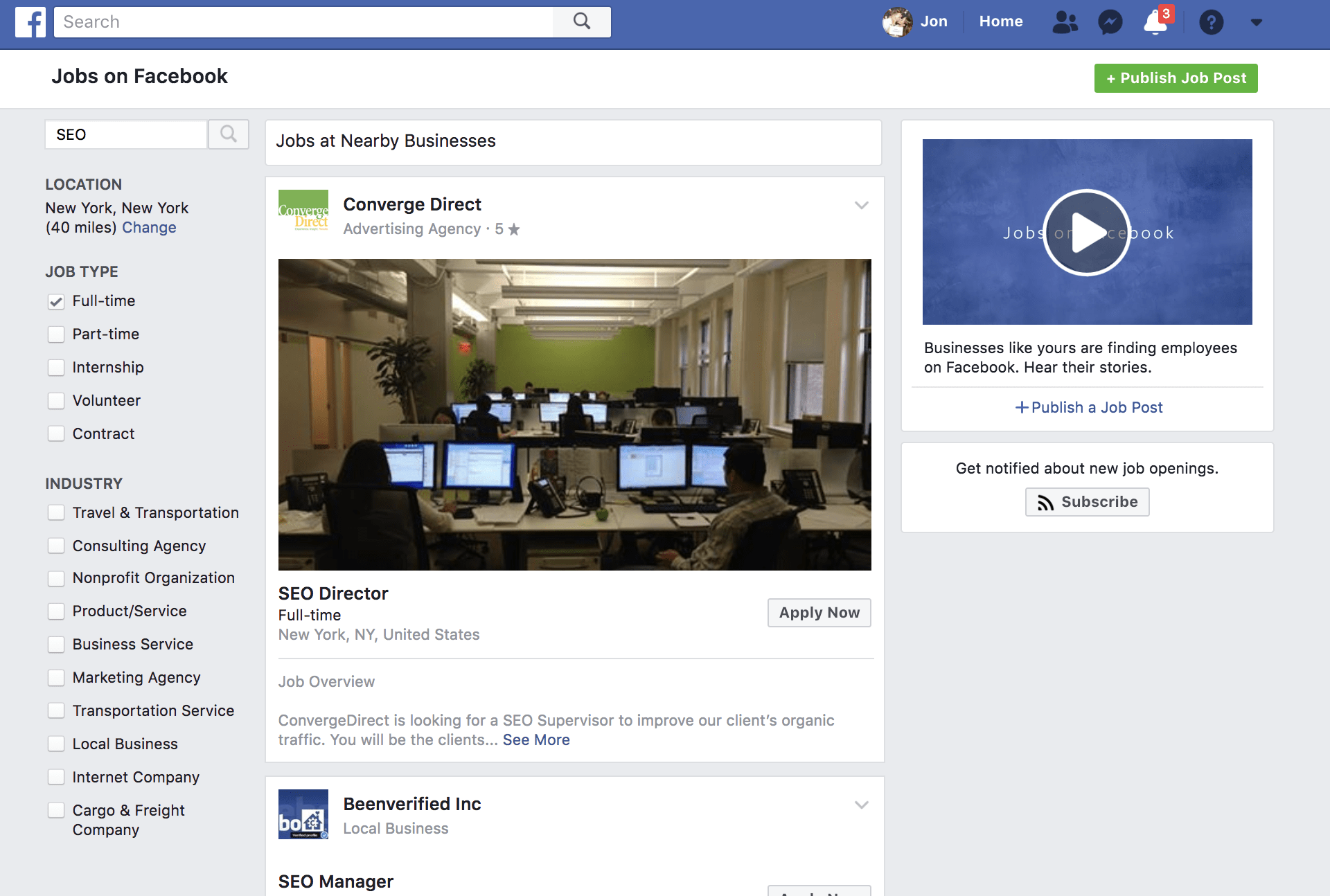 Facebook Job Portal