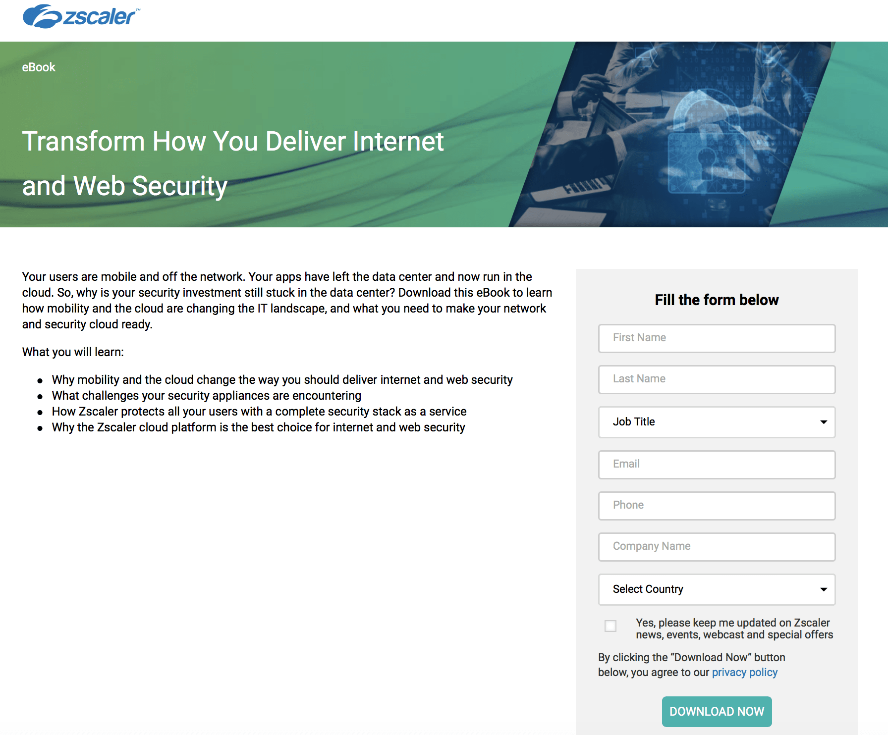Zscaler PPC landing page