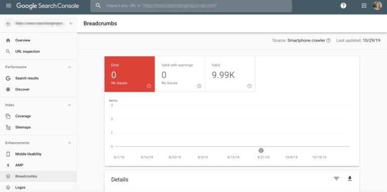 breadcrumbs google search console