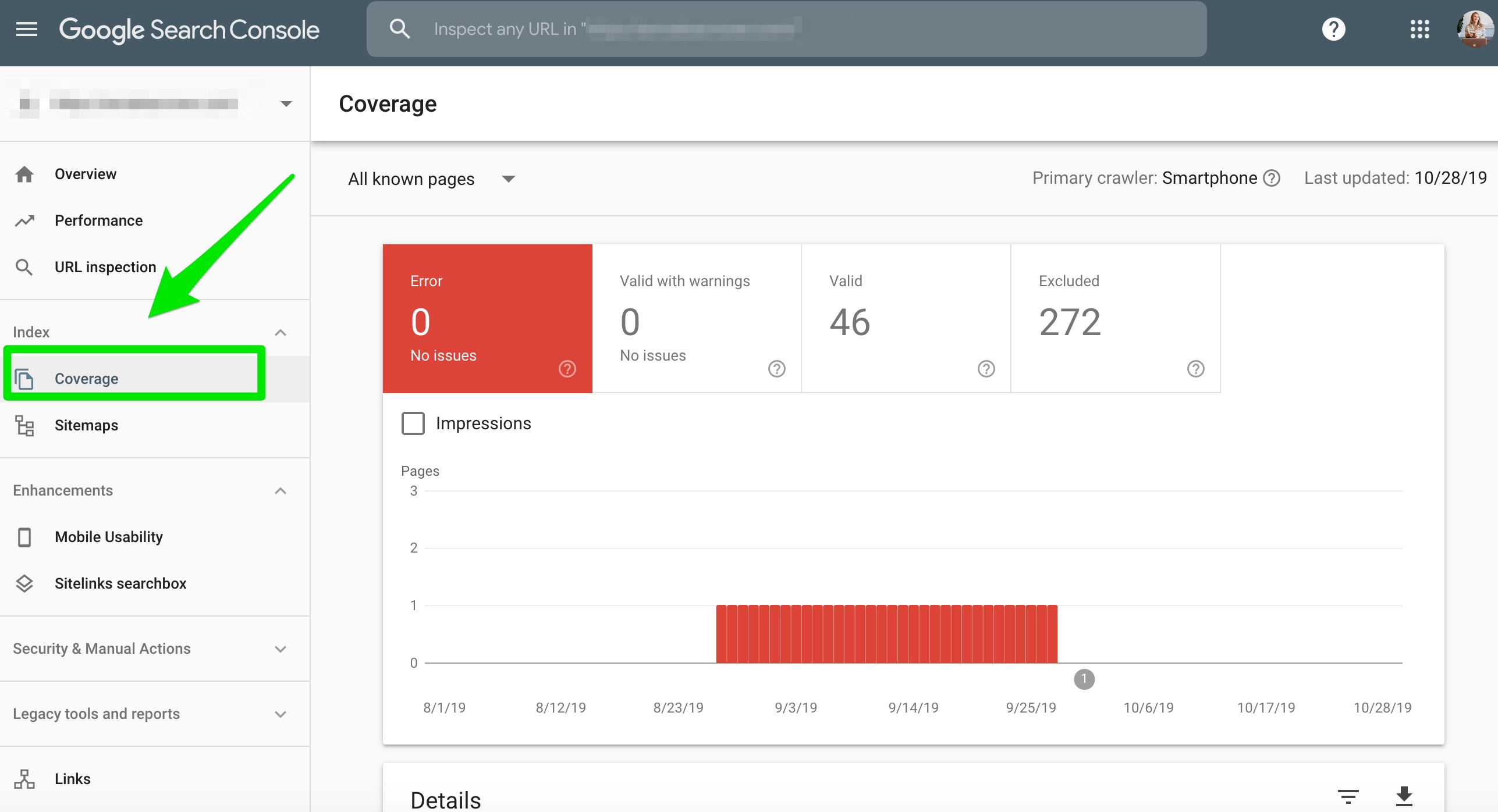 coverage google search console