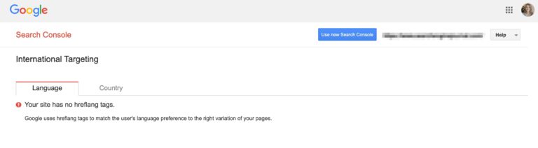 international targeting google search console