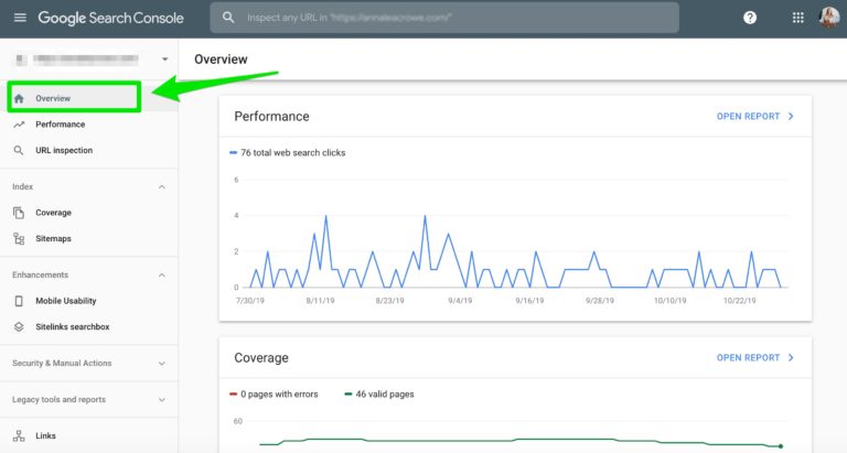overview report google search console