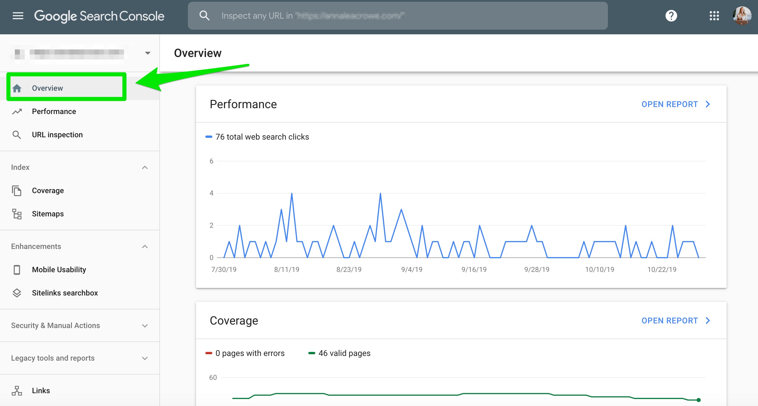 overview report google search console