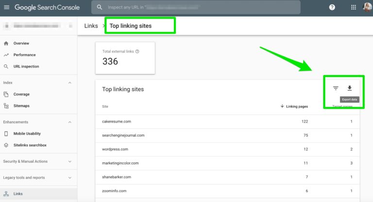 top linking sites google search console