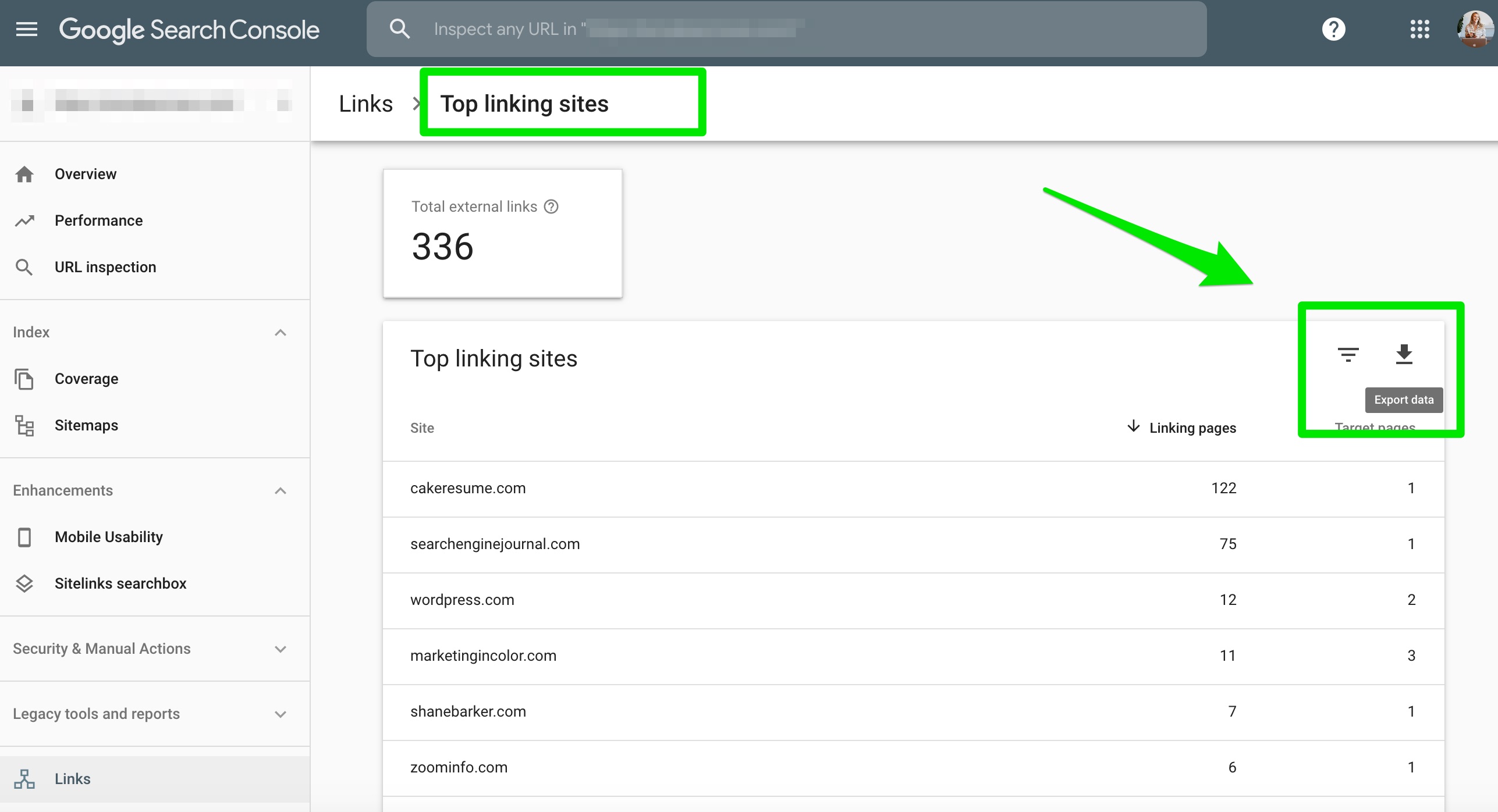 top linking sites google search console