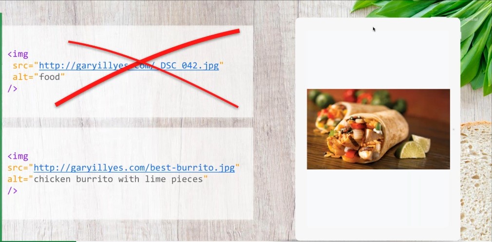 Examples of bad and good image 'alt' attributes