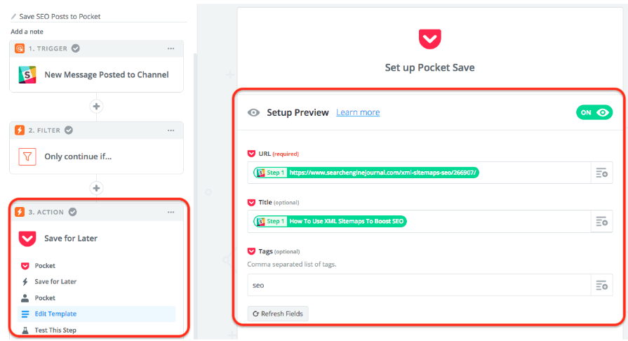 set up Pocket save