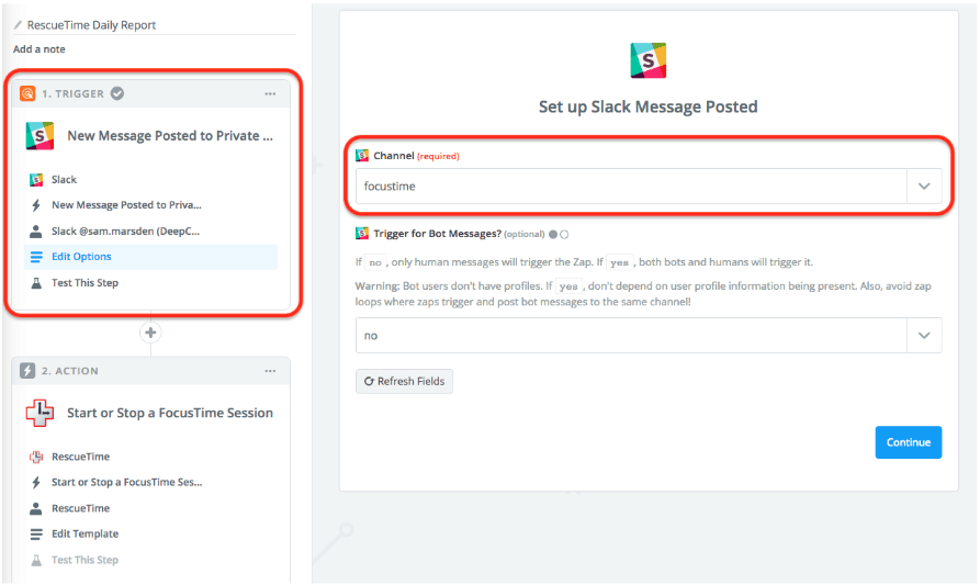 zapier slack message posted