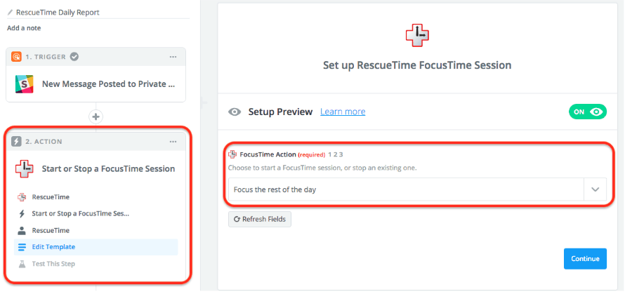 focus time RescueTime Zapier