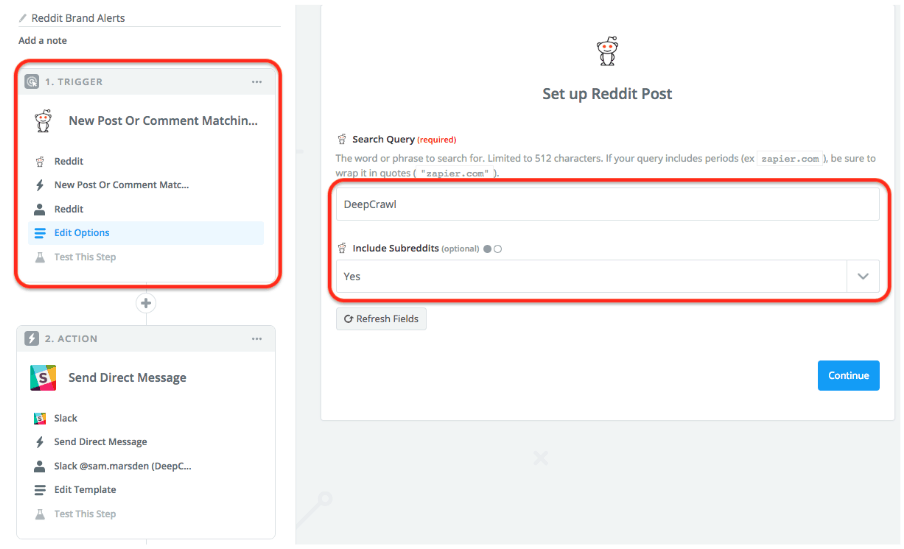 Set up Reddit post Zapier