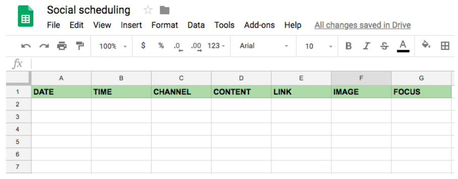 Social scheduling Sheet