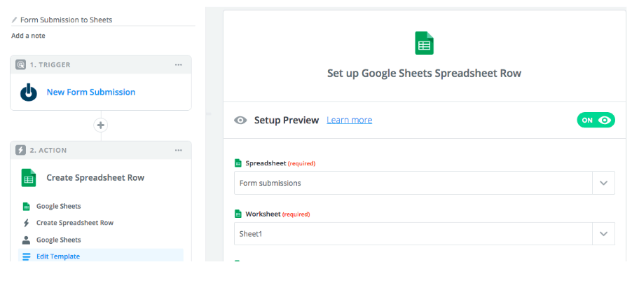 Sheets Spreadsheet Row Zapier