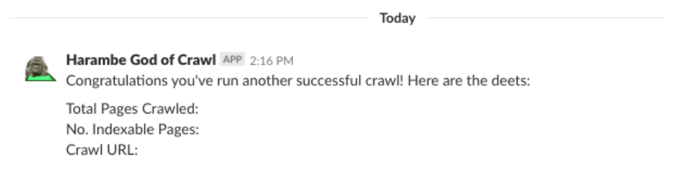 DeepCrawl Slack notification