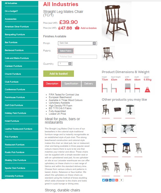 Trent Furniture - e commerce store example