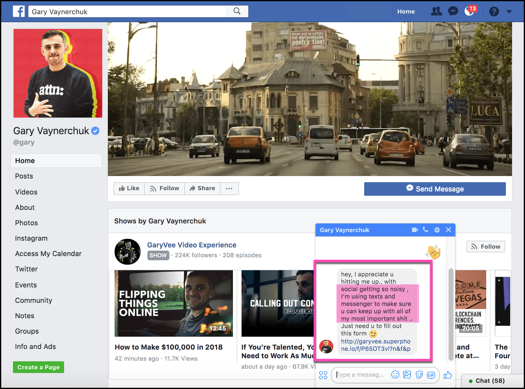 Gary Vaynerchuck Facebook Messenger Chatbot