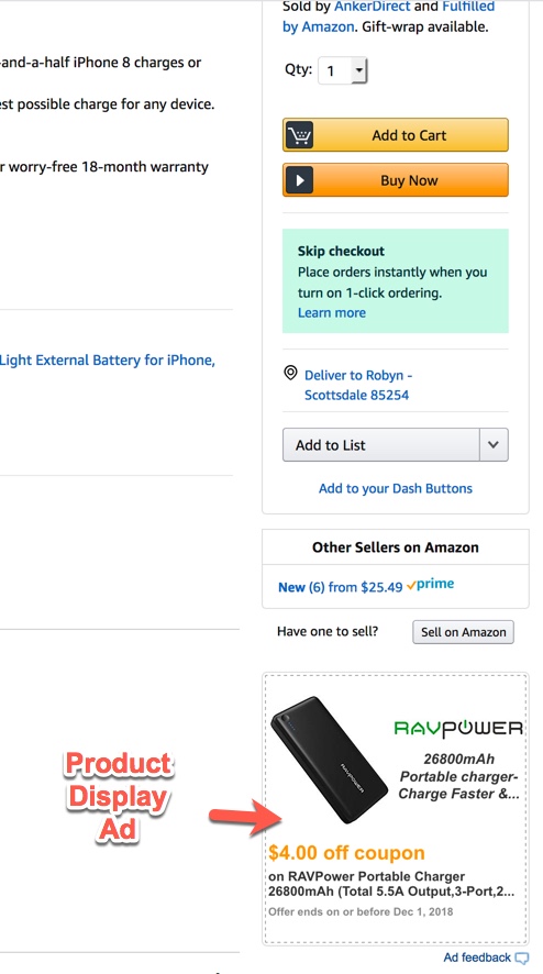 Example of a Product Display Ad on Amazon
