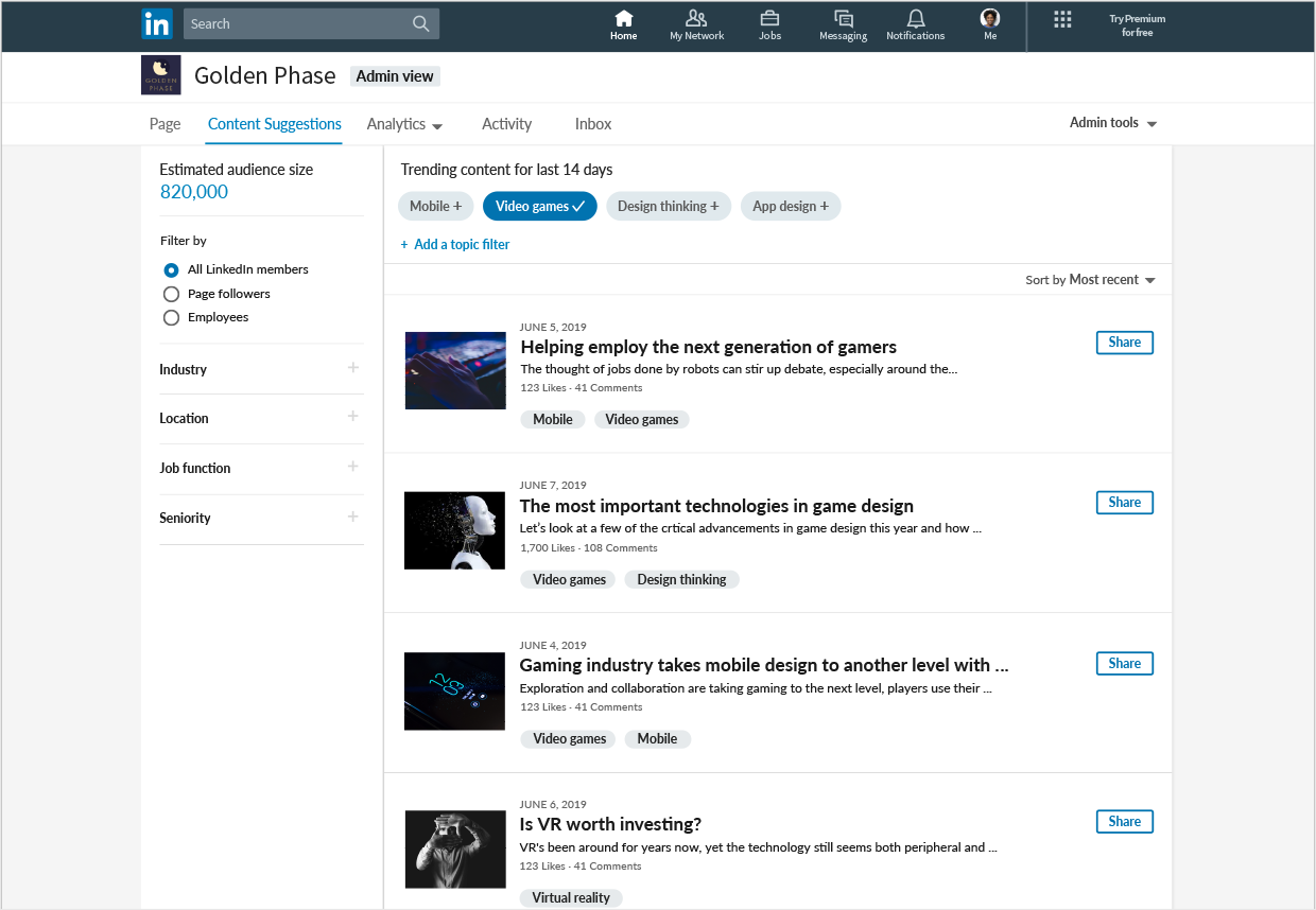 LinkedIn Now Suggests the Best Content for Company Pages to Share