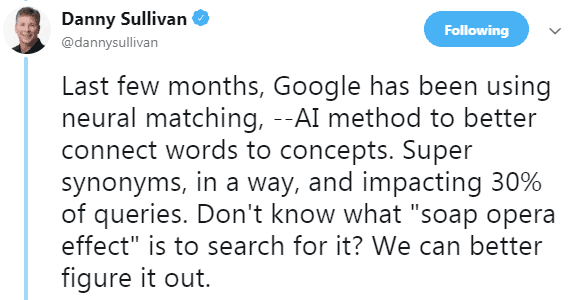 Screenshot of a tweet by Danny Sullivan