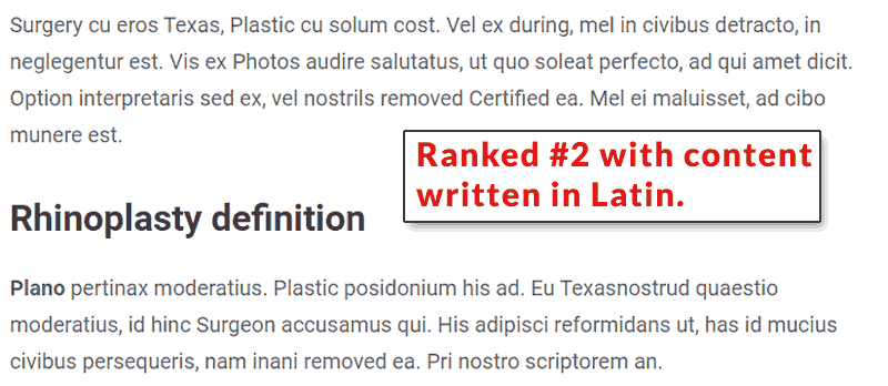 Screenshot of a web page written in the Latin language.