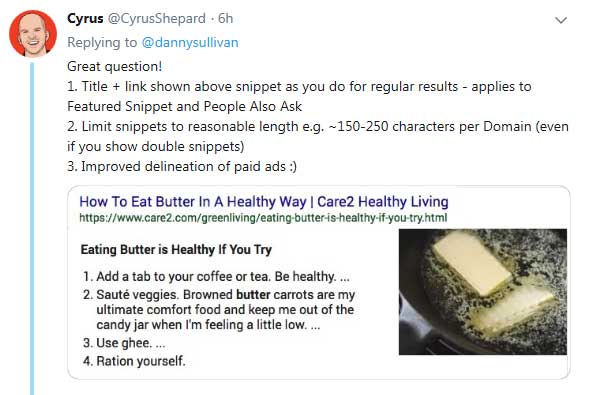Screenshot of a tweet by Cyrus Shepard