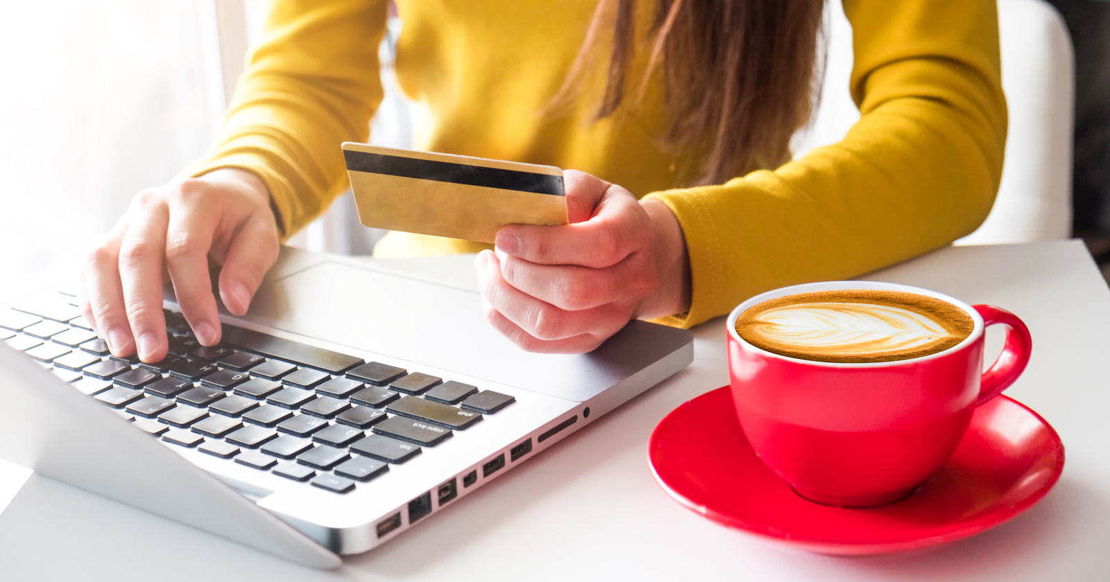 Woman making online purchase