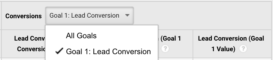 Google Analytics - Landing Page Conversion Goal