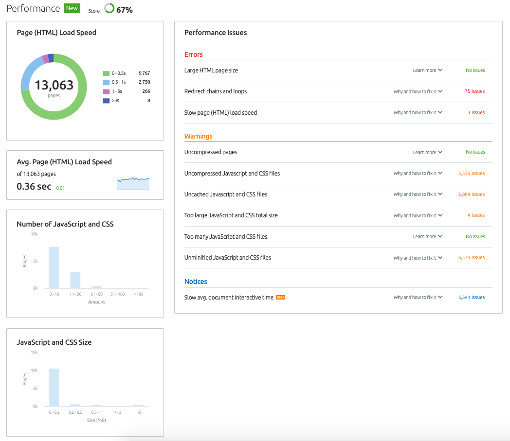 SEMrush Performance-report