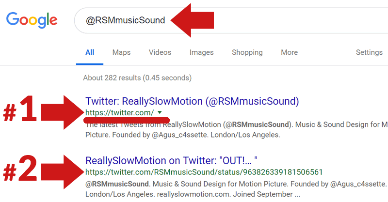 Screenshot of a Google's search results