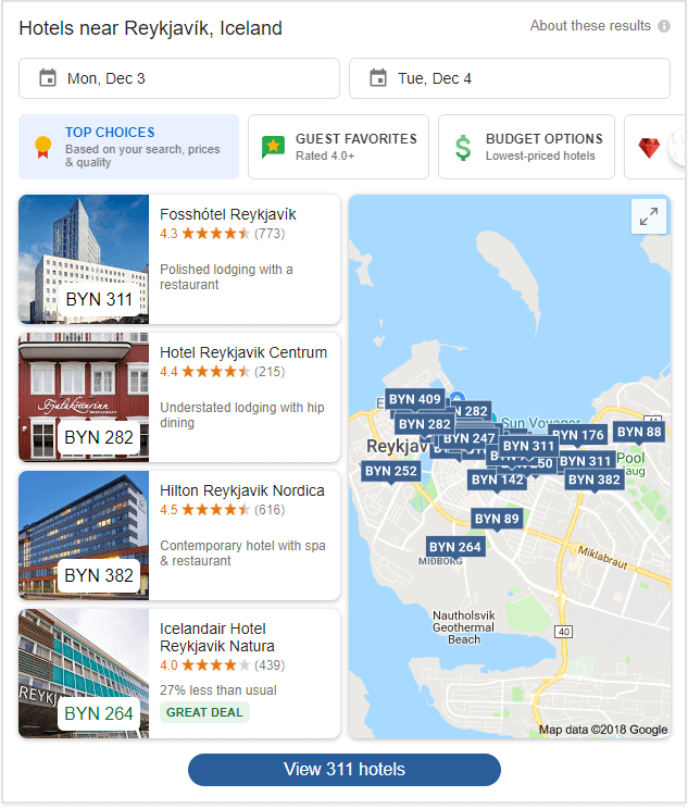 Hotels in Google Search