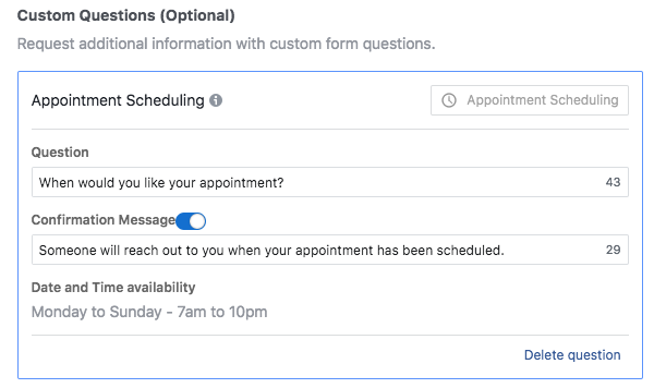 Facebook Lead Gen Ads - Appointment Scheduling