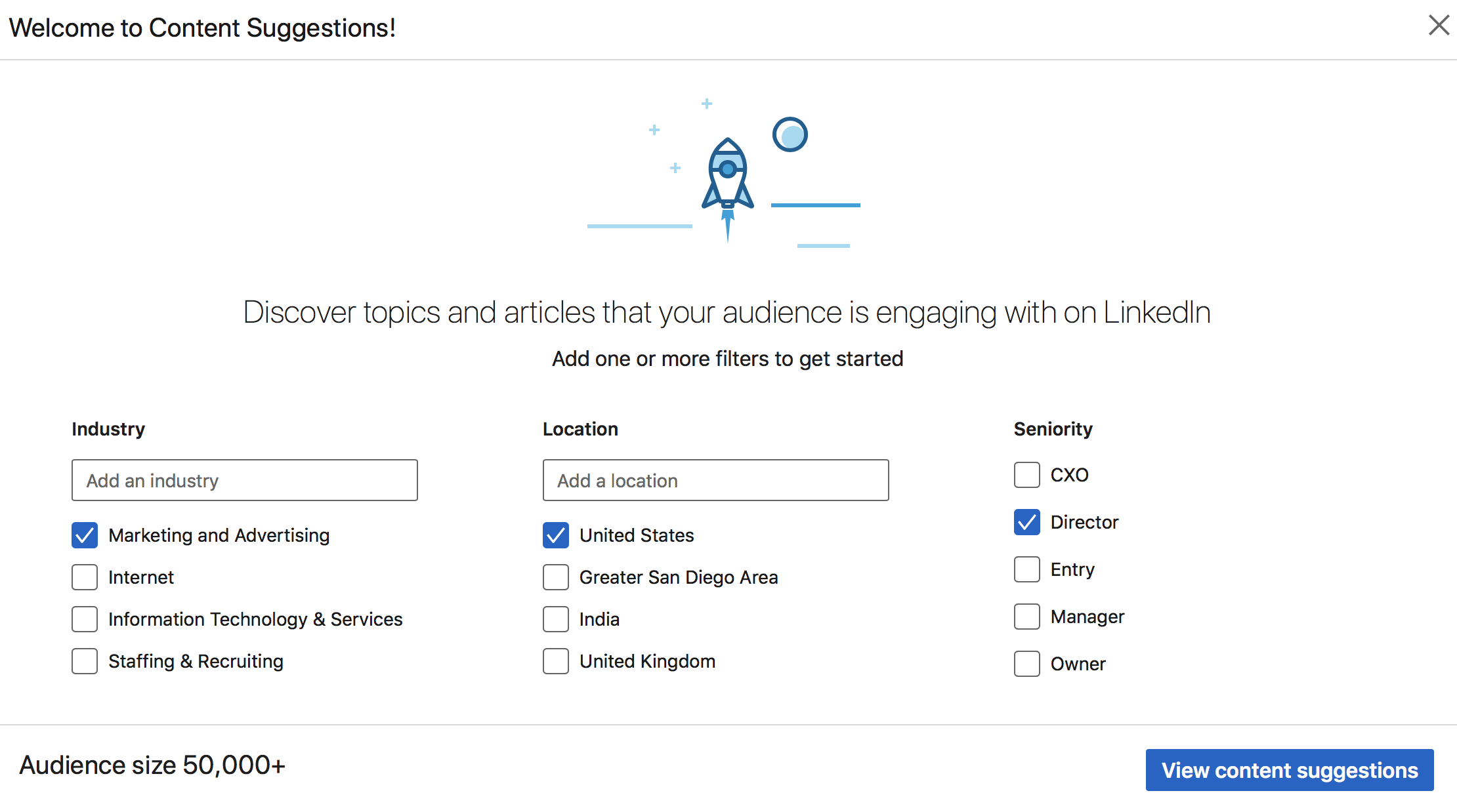 Use LinkedIn's Content Suggestions