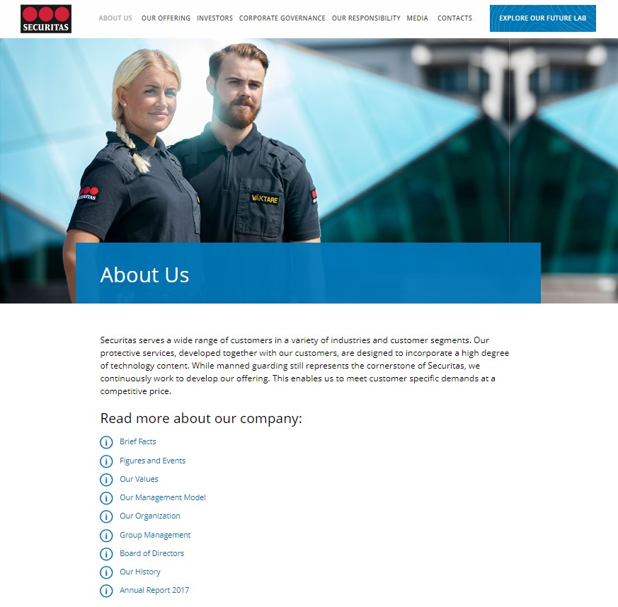 securitas About Us page