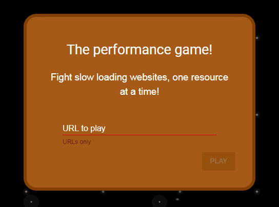 Screenshot of the first screen of The Performance Game.