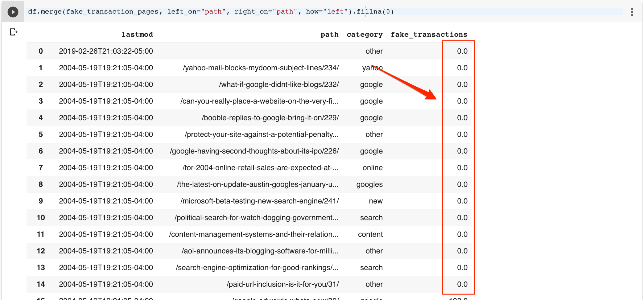 fill missing values