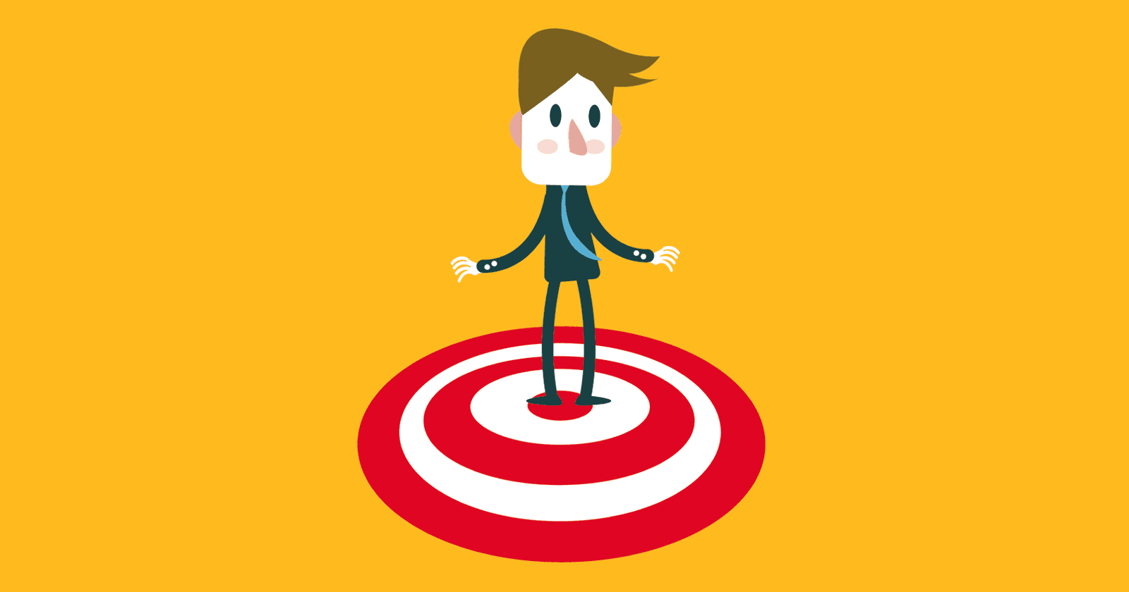 Image of a person standing on a bulls eye target