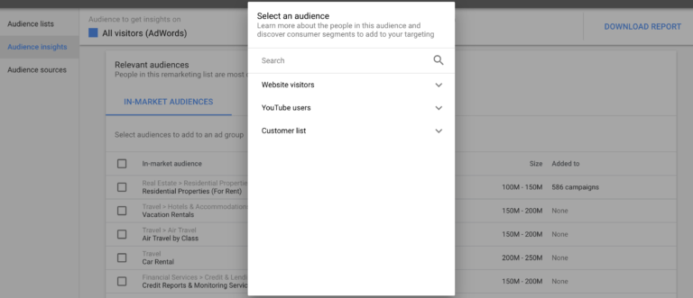 Google Ads - Audience Insights Picker