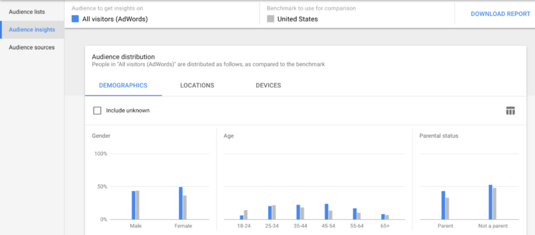 Google Ads Audience Insights - Demographics