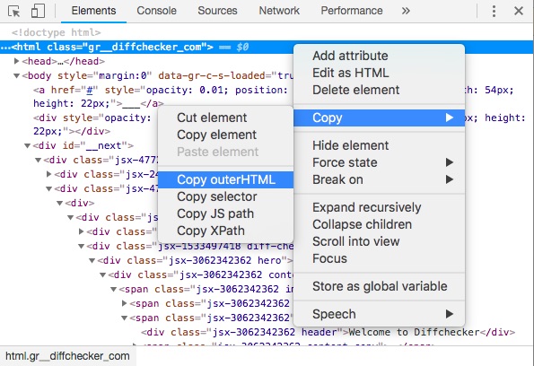 Copy outerHTML screenshot