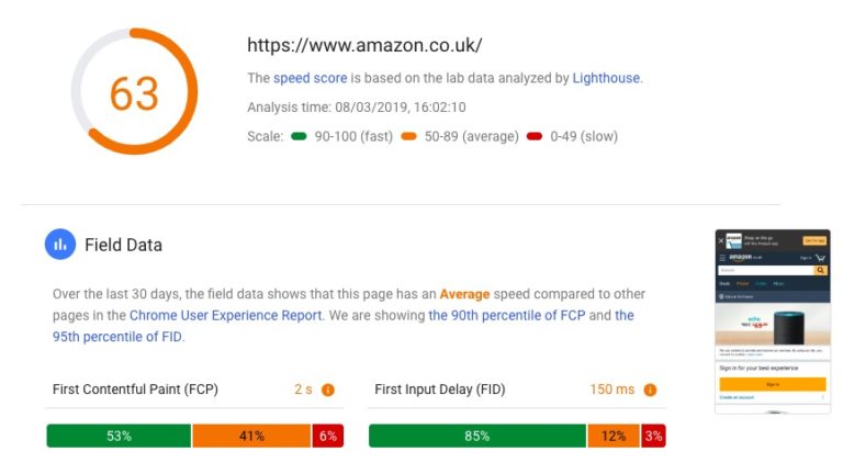 PageSpeed Insights screenshot