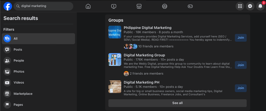 FB groups for digital marketing
