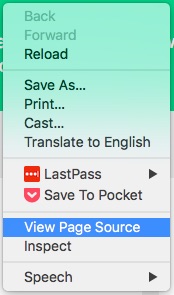 View Page Source screenshot