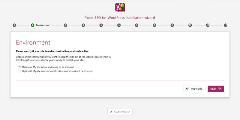 Yoast installation wizard