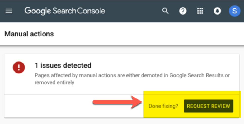 GSC Manual Action Review Request