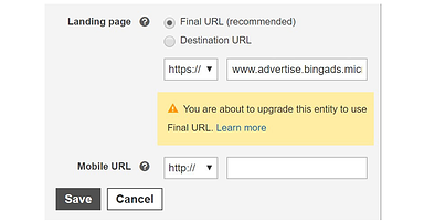 Bing Ads Will No Longer Serve Entities With Destination URLs By the End of 2019