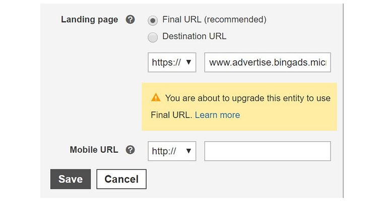 Bing Ads Will No Longer Serve Entities With Destination URLs By the End of 2019