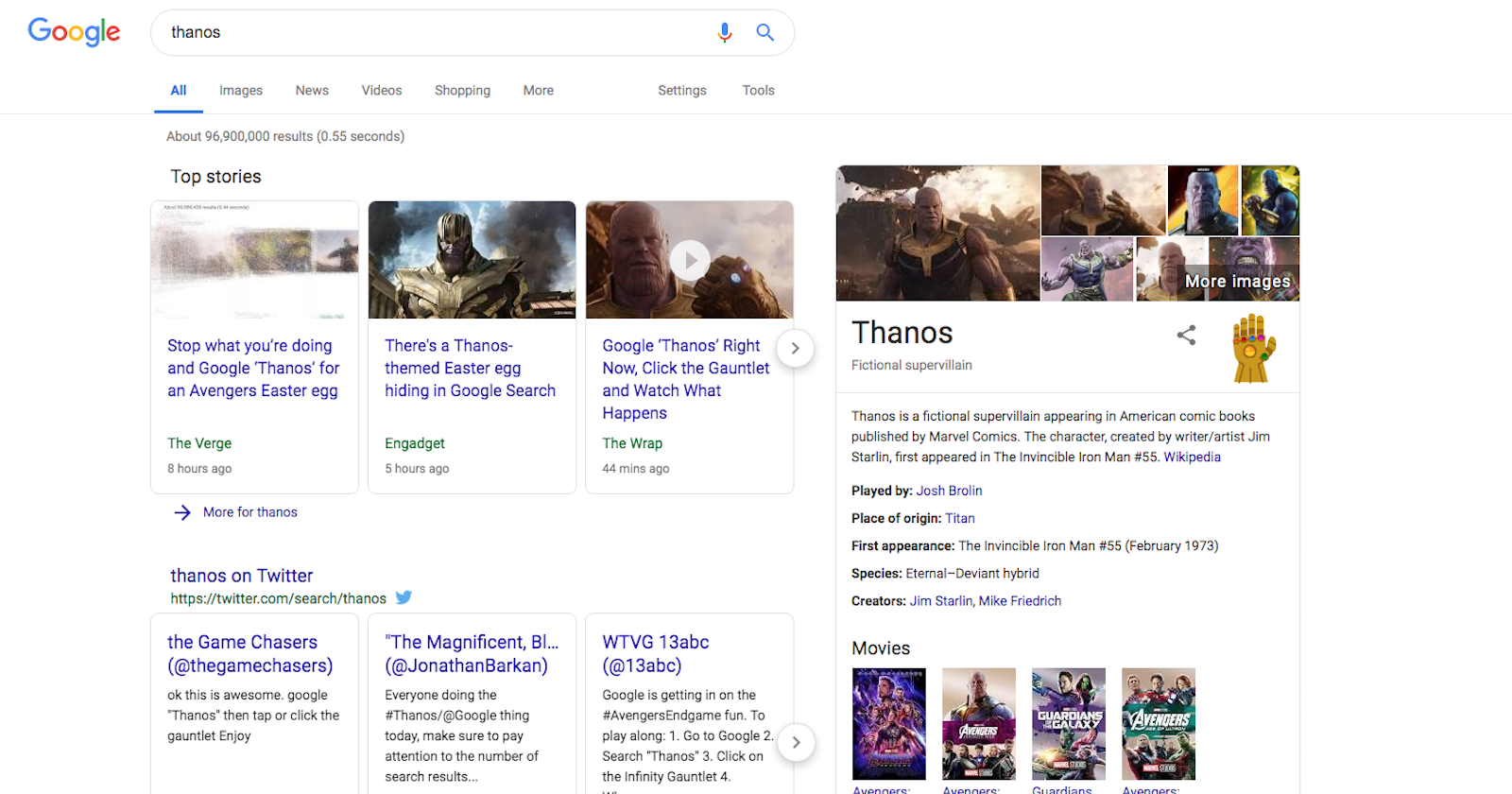 Google Thanos Easter Egg